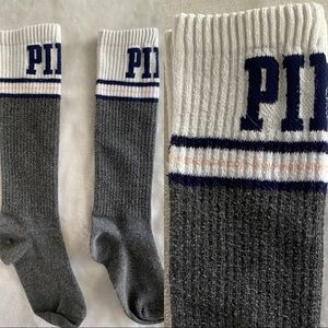 Victoria’s Secret PINK Graphic Socks Gray White Blue Pink in EUC